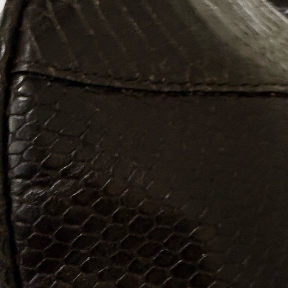 Elegant Furla Chocolate Brown Python Leather Tote… - image 6